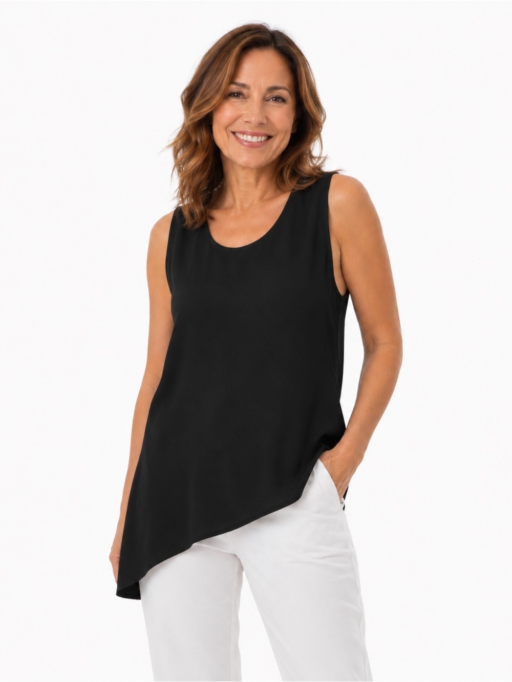 Chico’s Black Label Asymmetrical Sleeveless Top Black